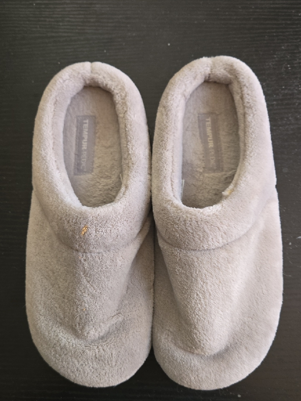 Gray Plush Slip-On House Slippers Tempur Pedic